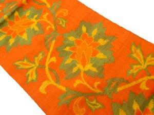 リサイクル　手織り紬花唐草模様織出し名古屋帯